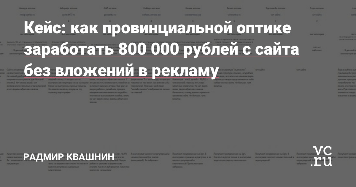 Приветствую, дорогие друзья!На связи Радмир Квашнин — интернет-маркетолог и руководитель маркетингового антиагентства Swipe Marketing.Сразу поясню, что на рынок цифровых услуг я зашел с разработки и продвижения сайтов, к данному моменту наработал в этой сфере большой опыт и сейчас собираю команду твердых экспертов для работы над крупными…