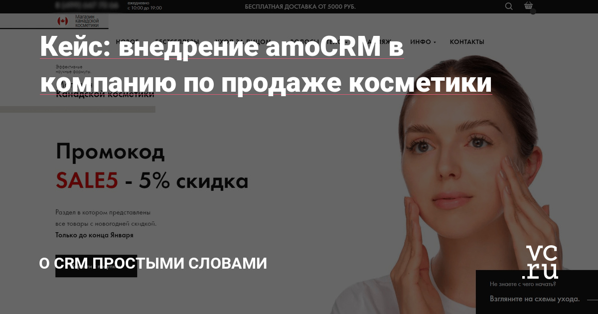 Клиент — бренд косметики, занимается продажей косметики по всей России, более 60 наименований товара.