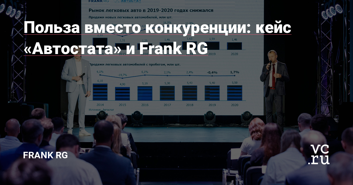 Если вы не знаете, то мы расскажем: аналитическая компания Frank RG специализируется на аналитике в банковской рознице, куда входят и автокредиты. Агентство «Автостат» занимается исследованием рынка автомобилей, при покупке которых используются автокредиты. Так мы и познакомились.