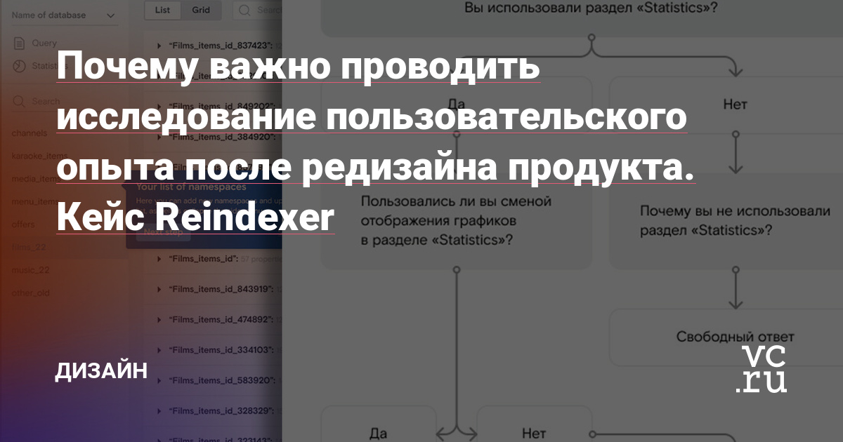 Всем привет! На связи Рома и Никита из дизайн-студии Ростелекома. Недавно мы провели редизайн Reindexer не только со стороны визуала, но и существенно переработали пользовательский опыт. Поэтому мы решили проверить эффективность наших изменений по сравнению со «старым» интерфейсом, делимся с вами процессом и результатом исследований.